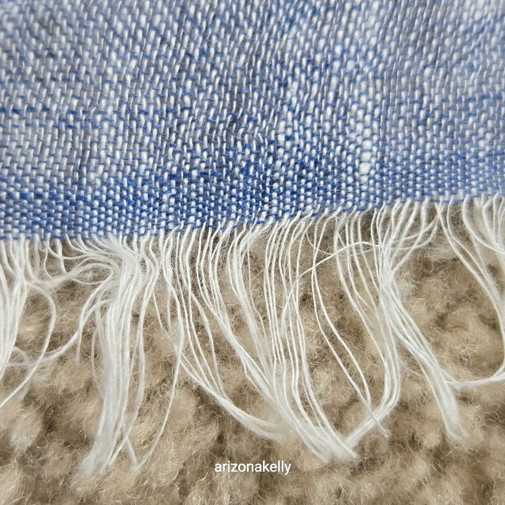 Linen Scarf Blue and White Striped